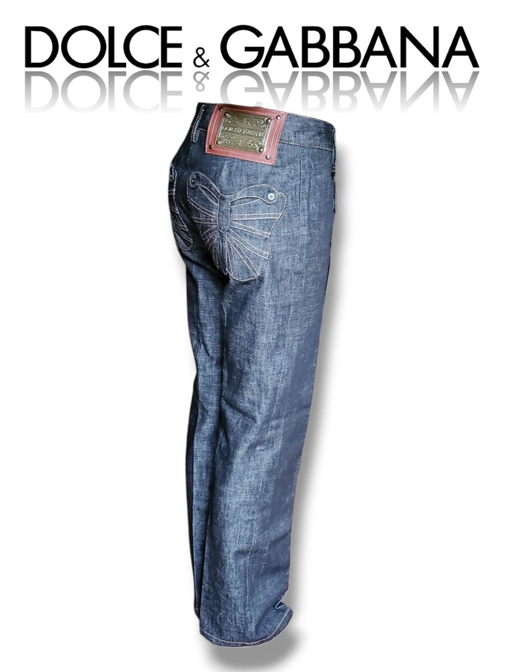 Dolce & Gabbana Denim Butterfly Bootcut Flare Denim Jeans EU 40 NWT Authenticate - Picture 6 of 17